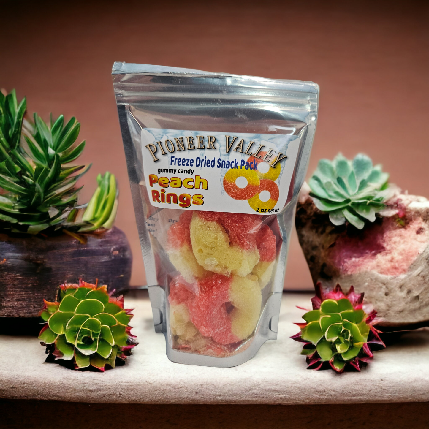 Gummy Peach Rings - freeze dried