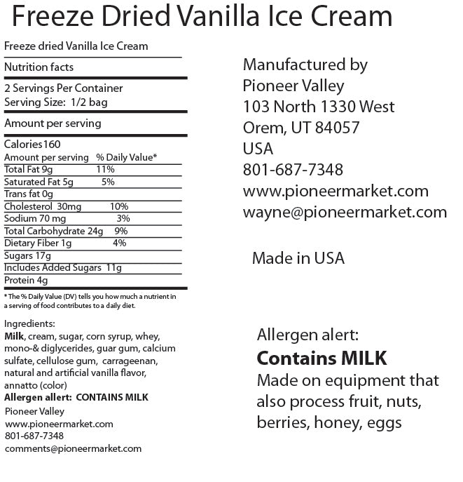 Vanilla Ice Cream, freeze dried